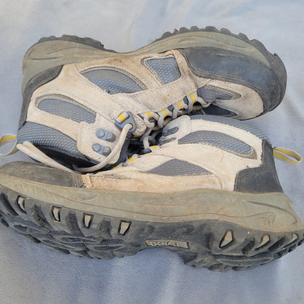 Denali Womens Hiking Boots Gray Beige‎ Suede Mesh Mid Top Lace Up Size 7.5 US